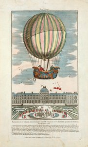 Esperienza del globo aerostatico di MM. Charles e Robert al Giardino delle Tuileries il 1º dicembre 1783, pub. 1783 da French School