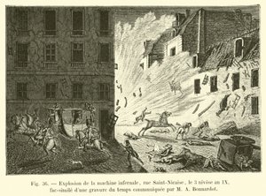Esplosione della macchina infernale, rue Saint-Nicaise, il 3 nivôse anno IX, fac-simile di un