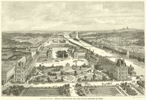 Esposizione del 1889, aspetto di Place du Carrousel con il giardino progettato sul sito delle Tuileries da French School