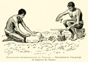Esposizione retrospettiva del Lavoro, ricostruzione di un gruppo di fabbri del Sudan da French School