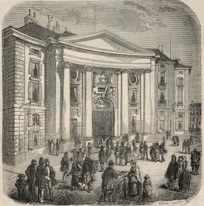 Vista esterna della Scuola di Diritto, Place du Panthéon a Parigi - Incisione in "Tableau-de-Paris" di Edmond Texier 1852