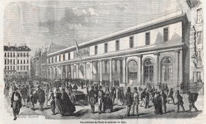 Vista esterna della Scuola di Medicina di Parigi - Incisione in "Tableau-de-Paris" di Edmond Texier 1852 da French School