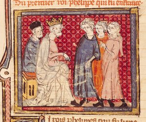 F.204v Re Filippo I (1053-1108), Grandes Chroniques de France, 1375-79 da French School