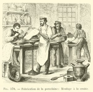 Fabrication de la porcelaine, Moulage a la croute (incisione) da French School