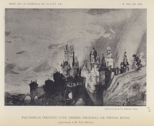 Fac-simile (ridotto) di un disegno originale di Victor Hugo da French School