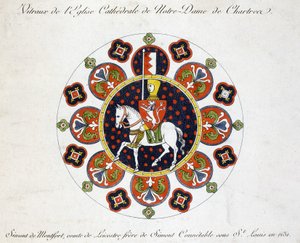 Fac simile da una vetrata della chiesa di Nostra Signora di Chartres: Simont de Montfort, conte di Leicester, fratello di Simont Conestabile sotto San Luigi nel 1231 da French School