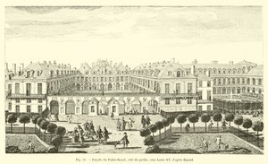 Facciata del Palais-Royal, lato giardino, sotto Luigi XV, secondo Rigaud da French School