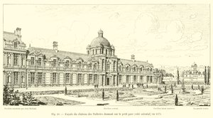 Facciata del castello delle Tuileries che dà sul piccolo parco, lato orientale, nel 1575 da French School