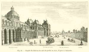 Facciata del castello dal lato del giardino nel 1650, secondo I. Sylvestre