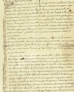 Facsimile del testamento di Luigi XVI di Francia da French School