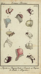 Cappelli alla moda del 1800 (incisione a mano su rame) da French School