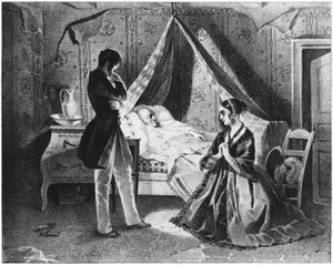 Padre Goriot sul letto di morte, illustrazione da 
