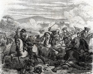 Ferdinand de Marsin ferito mortalmente alla Battaglia di Torino 1706 (incisione) da French School