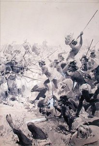 Combattimento tra Zulu e soldati inglesi, c.1878 da French School