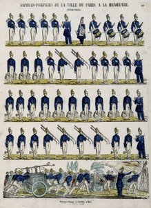 Vigili del fuoco della città di Parigi in manovra - Immagine di Epinal, circa 1852