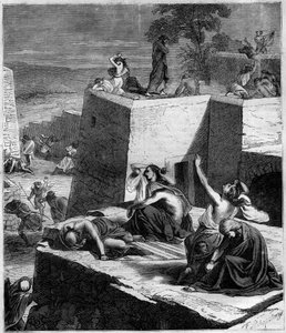 Prima Crociata (1096-1099): Le Crociate tedesche schiacciano gli ungheresi e incendiano le città. Incisione in 