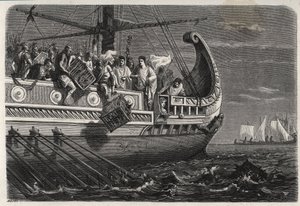 Prima guerra punica - Publio Claudio Appio Pulcro (morto intorno al 240 a.C.) prima della battaglia di Drepanum (249 a.C.) getta i polli sacri in mare da French School