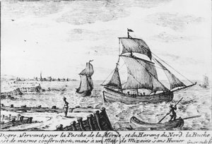 Barca da pesca per merluzzo e aringa del nord - incisione, n.d da French School