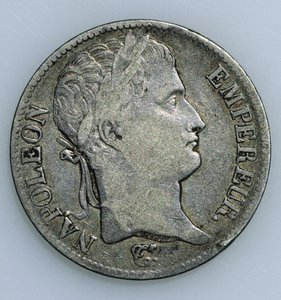 Moneta da cinque franchi, con testa di Napoleone (1769-1821) 1811 (recto)