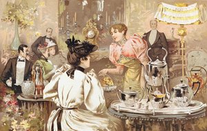 Il tè delle cinque, pubblicità per Kirby, Beard & Co., rue Auber, Parigi, 1893 da French School