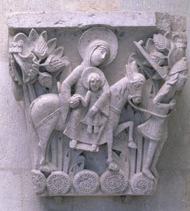 Fuga in Egitto, capitello originale dalla navata della cattedrale da French School