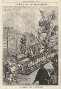 Carro delle Colonie nella processione del carnevale di Boeuf Gras, Parigi, Francia da French School