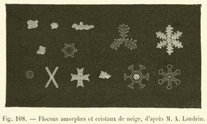 Fiocchi amorfi e cristalli di neve da French School