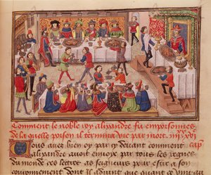 Fol.298r Come il Nobile Re Alessandro fu Avvelenato, illustrazione da un libro di Jean Wauquelin, dalla Histoire du Grand Alexandre 1460 da French School