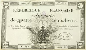 Banconota da quattrocento lire, 21 settembre 1792 da French School