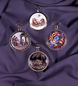 Quattro casse di orologi gioiellate e smaltate, fine XVIII secolo da French School