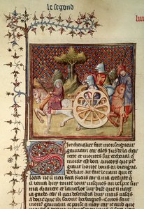 Fr.119 fol.312v Lancillotto, il Cavaliere del Carro, 1344 da French School