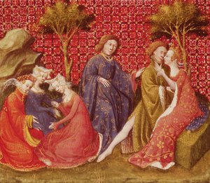 Come Lancillotto baciò Ginevra per la prima volta, da Lancelot du Lac da French School