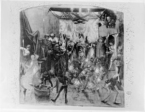 Fr 2646 f.176 Bal des Ardents, Carlo VI (1380-1422) salvato dalla Duchessa di Berry dopo che Luigi d