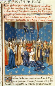 Incoronazione di Luigi VIII (1187-1226) e Bianca di Castiglia a Reims alla presenza del Re di Gerusalemme da French School