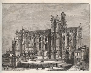 Francia, Lorena, Mosella (57), Metz: La cattedrale di Saint Etienne de Metz - incisione in "La France illustree: geographie, histoire, administration statistique" di V.-A. Malt-Brown. 1884