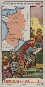 La Francia al tempo del Trattato di Verdun, 843 (cromolitografia)