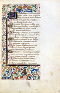 Francesco Petrarca (Petrarca): incipit da un manoscritto miniato della Scuola Francese del XIV secolo. Biblioteca Comunale di Rimini da French School