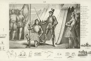 Francesco I di Francia chiede di essere nominato cavaliere dal Cavaliere Bayard dopo la vittoria nella Battaglia di Marignano, Italia, 1515