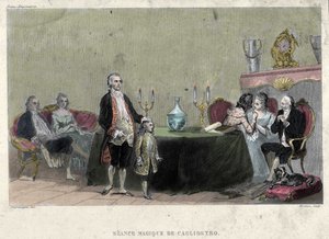 Massoneria: seduta di magia di Giuseppe Balsamo, noto come Alessandro, Conte di Cagliostro (1743-1795). Incisione da 