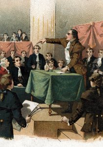 Rivoluzione francese - Georges Jacques Danton (1759-1794) esclamando "Per sconfiggere, abbiamo bisogno di audacia, e sempre audacia" agosto 1792 da French School