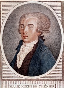 Rivoluzione francese: ritratto del poeta diplomatico e storico Marie Joseph Chenier (1764-1811), autore del "Chant du depart" incisione del XIX secolo. da French School