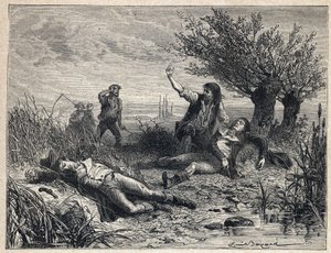 Rivoluzione francese: suicidio per avvelenamento dei politici François Buzot (1760-1794) e Jérôme Pétion de Villeneuve (1759-1794) da French School