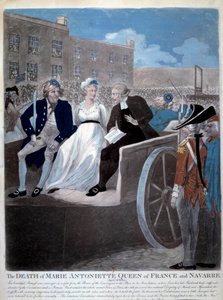 Rivoluzione francese: la regina di Francia Maria Antonietta (1755-1793) viene portata alla ghigliottina. Incisione del 1793. Parigi, Biblioteca dell