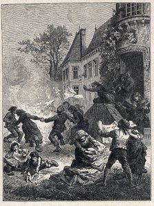 Rivoluzione Francese: i contadini bruciano i loro titoli feudali e danzano intorno al fuoco per celebrare l