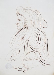 Calligrafia francese: Ritratto di Padre Voltaire di Bernard de Paris intorno al 1780. Biblioteca storica della città di Parigi