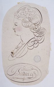 Calligrafia francese: Ritratto di una giovane persona eseguito da Bernard de Paris intorno al 1780