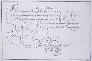 Calligrafia francese: Tecnografia, esempio di minuta di Guillaume Le Gangneur intorno al 1599 da French School