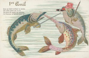 Cartolina francese raffigurante un pesce in occasione del pesce d