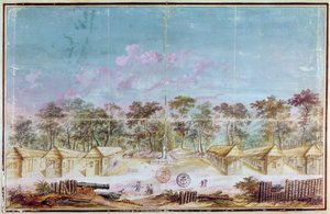 Insediamento di coloni francesi sulla spiaggia di Kourou, Guyana nel 1763 da French School