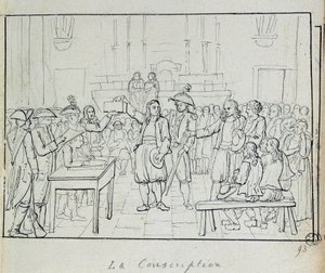 Rivoluzione francese: scena di coscrizione in Bretagna nel 1793. Parigi, Museo Carnavalet da French School